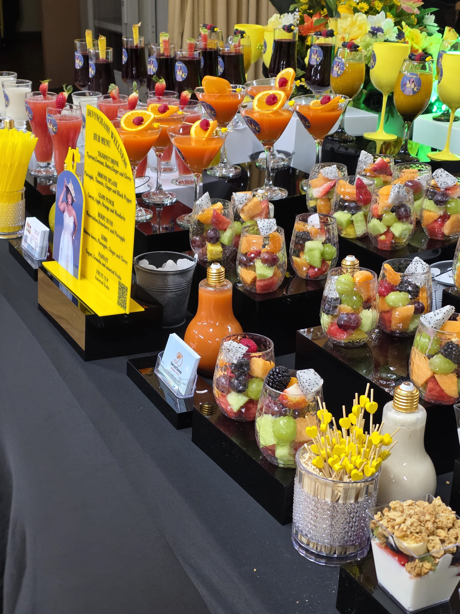 DevynChasis wellness drinks and fresh fruit event display