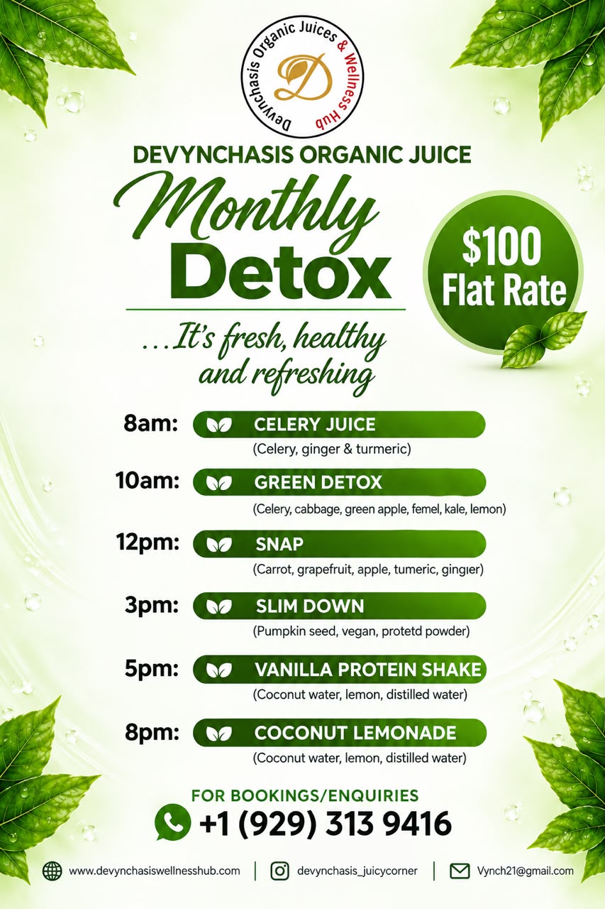 Fresh juices from Devyn Chasi's Wellness Hub